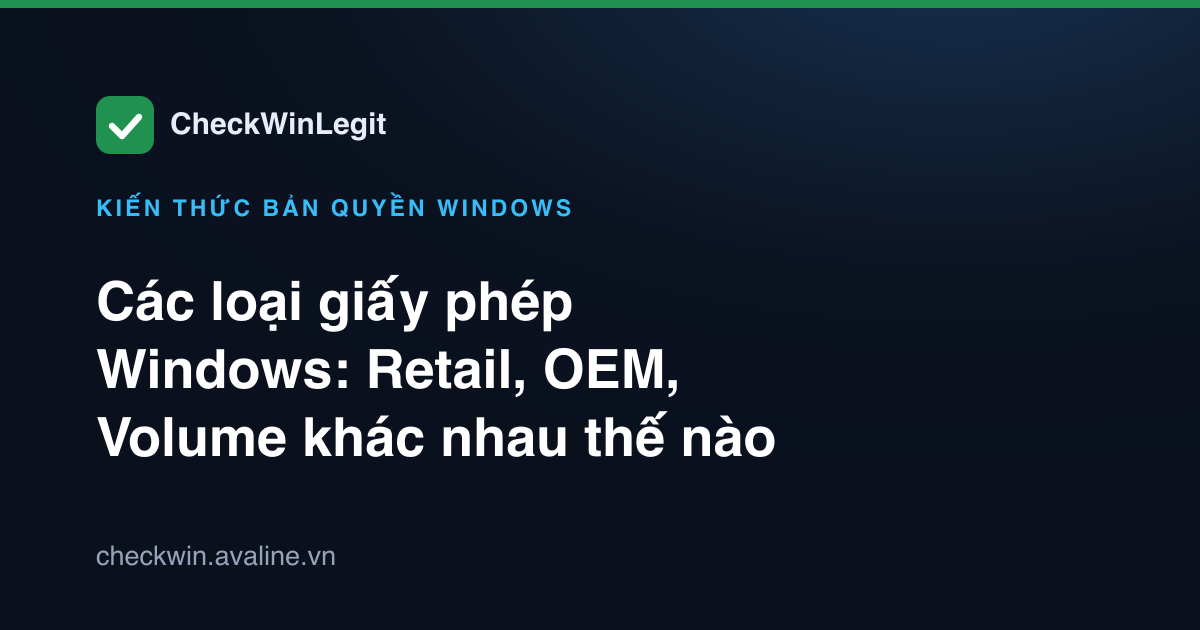 Các loại giấy phép Windows: Retail, OEM, Volume khác nhau thế nào