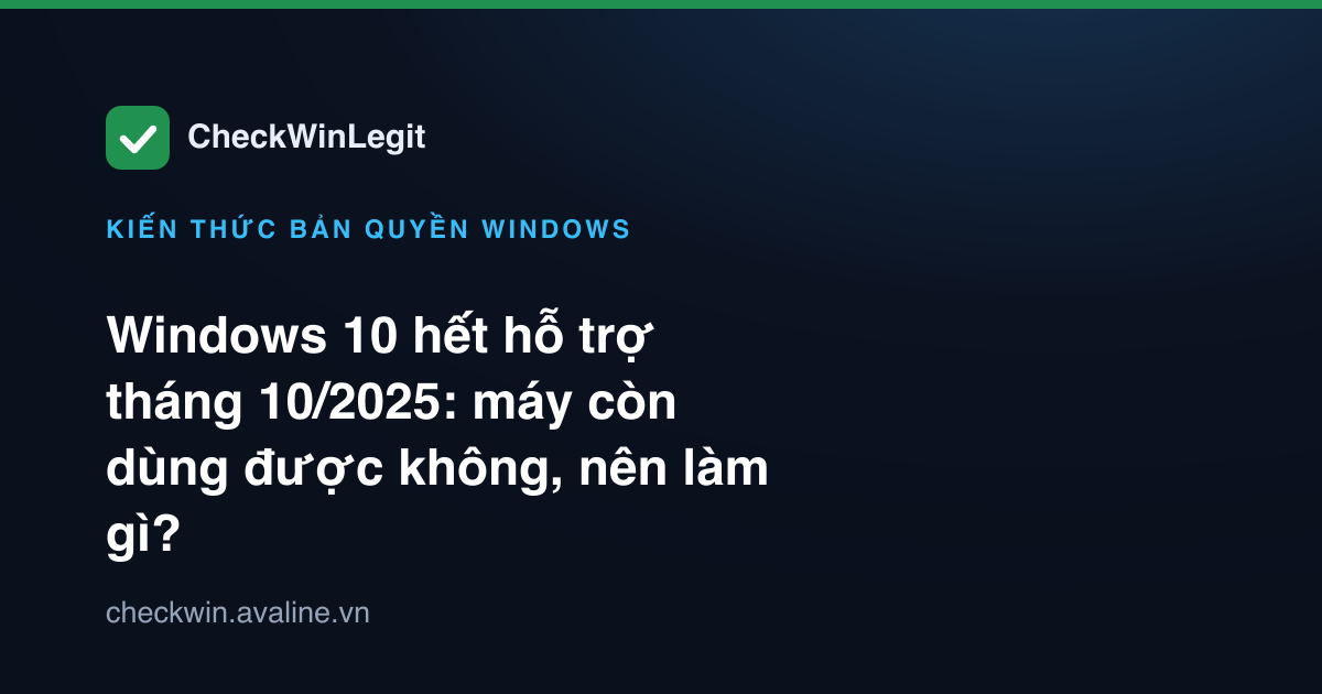 Windows 10 hết hỗ trợ tháng 10/2025: máy còn dùng được không, nên làm gì?